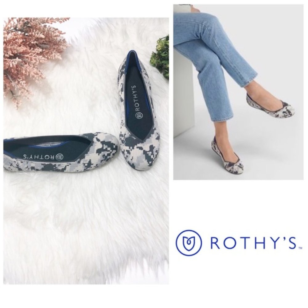 Rothy's The Point Ash Grey Camo 8.5